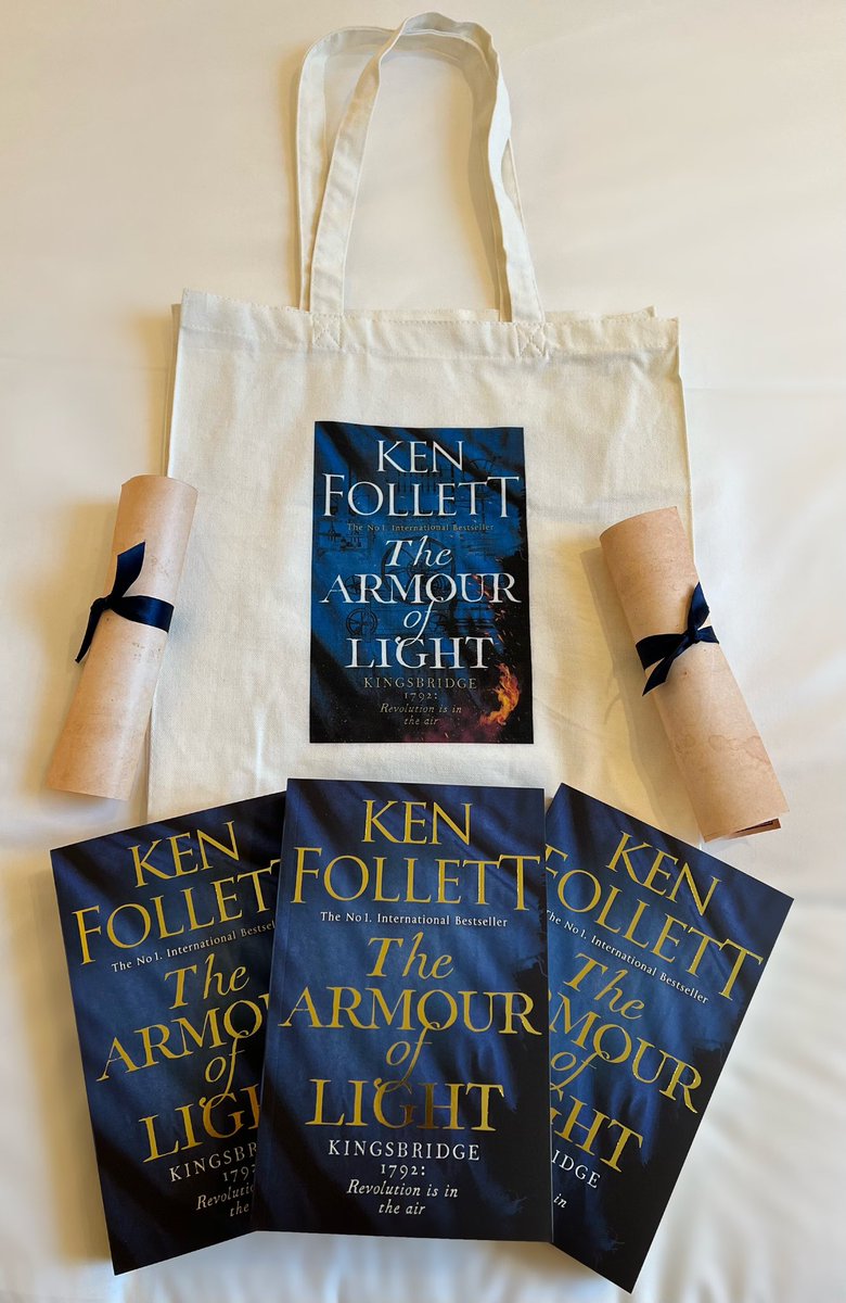 KMFollett's tweet photo. To celebrate #LondonBookFair, I’m hosting a party for my publishers. Do you like our #TheArmourOfLight themed gifts? https://t.co/HLPcMeDen4