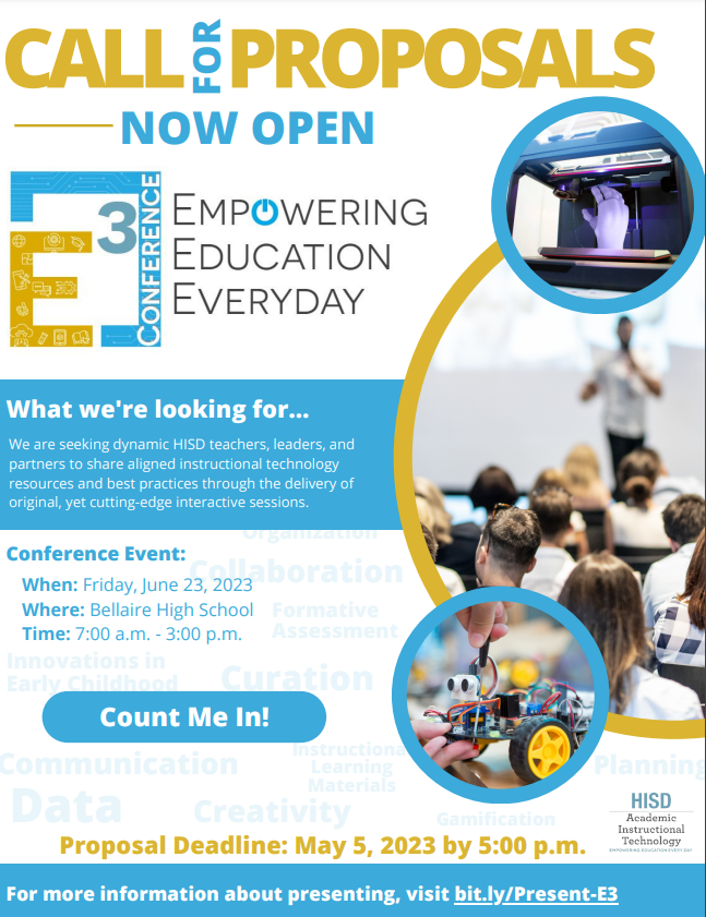 👩‍🏫👨‍🏫Teachers, have you ever wanted to share your innovative ideas💡 with your peers? Submit your proposal to our upcoming conference!🖊️ bit.ly/E3proposal23 #callforproposals