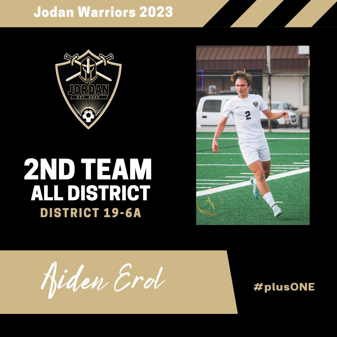 Congratulations to SOPH #2 Aiden Erol on being selected 2nd Team All-District 19-6a!  #plusONE
<a href="/JHSWarriors_ABC/">Jordan Athletic Booster Club</a> <a href="/JordanHSAthlet1/">JordanHSAthletics</a>