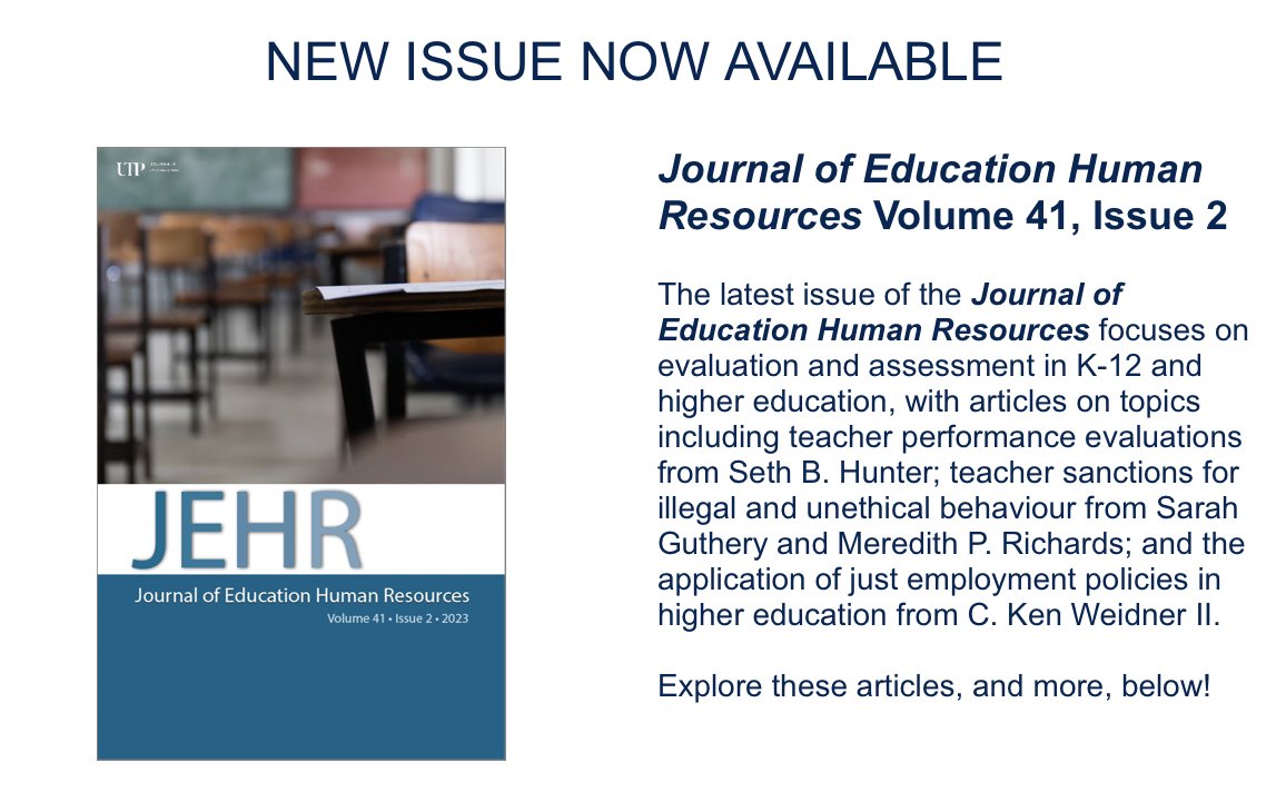 mrhrsuperstar's tweet photo. New issue of JEHR is out! Focal topic: Employee Evaluations in Education 

Check it out here: 
https://t.co/ULH6QighqP https://t.co/jG1WkWlkRy