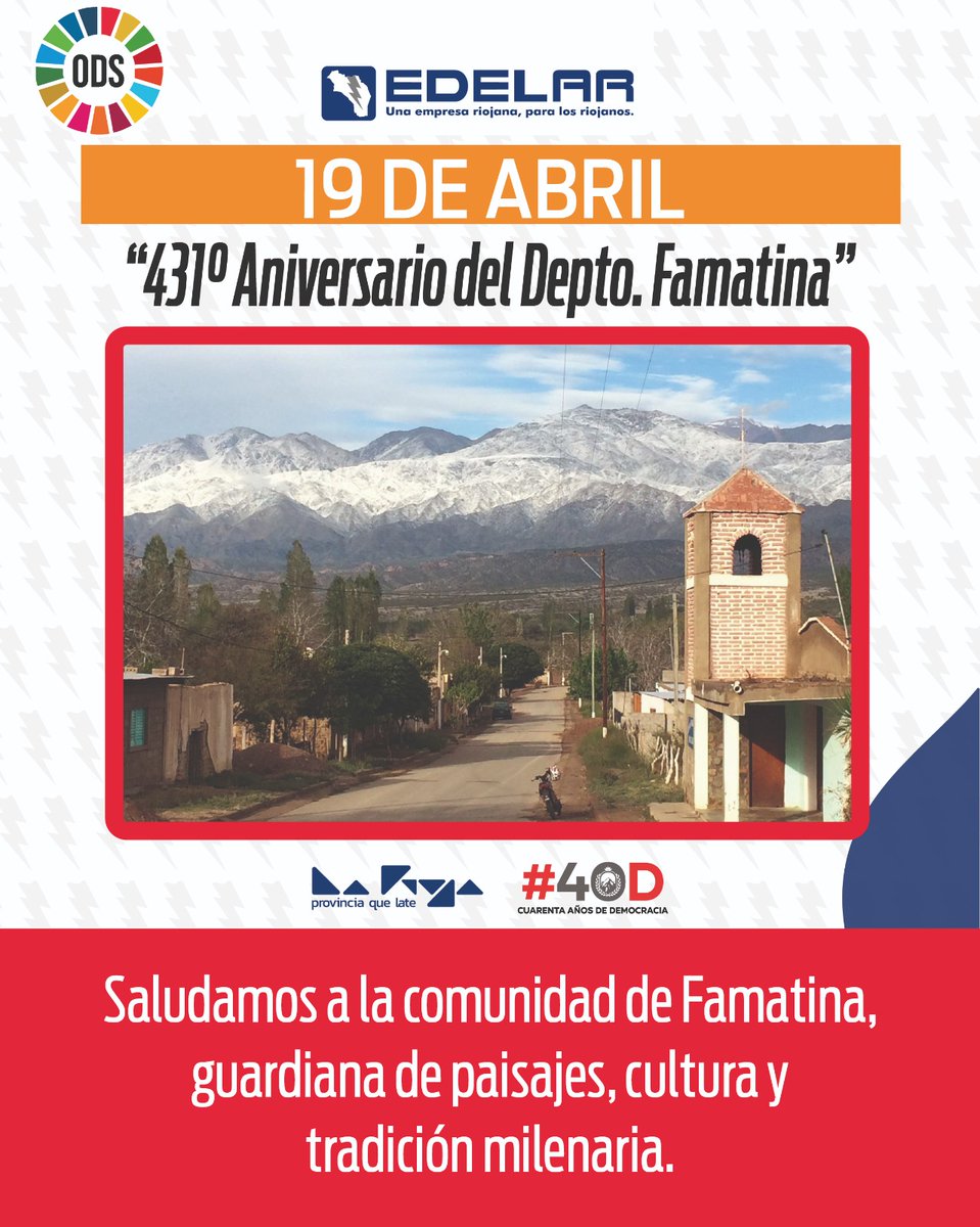 EdelarSAU's tweet photo. 📷Feliz Aniversario a nuestros clientes y colaboradores del Departamento Famatina. https://t.co/k2FwdrhAqC