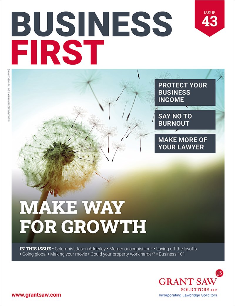 📰 - Business First

The Spring/Summer edition of Business First has been published and features an article from Michael Pope, Solicitor at <a href="/GrantSaw/">Grant Saw Solicitors</a>. Michael's update looks at Mergers and Acquisitions (pages 6 and 7). #publication #businessfirst #mergersandacquisitions