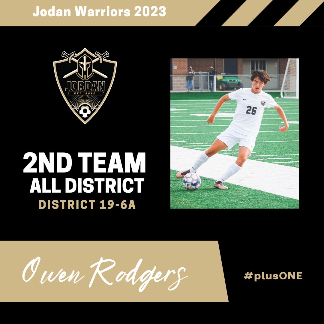 Congratulations to JR #26 Owen Rodgers on being selected 2nd Team All-District 19-6a!  #plusONE
<a href="/JHSWarriors_ABC/">Jordan Athletic Booster Club</a> <a href="/JordanHSAthlet1/">JordanHSAthletics</a>