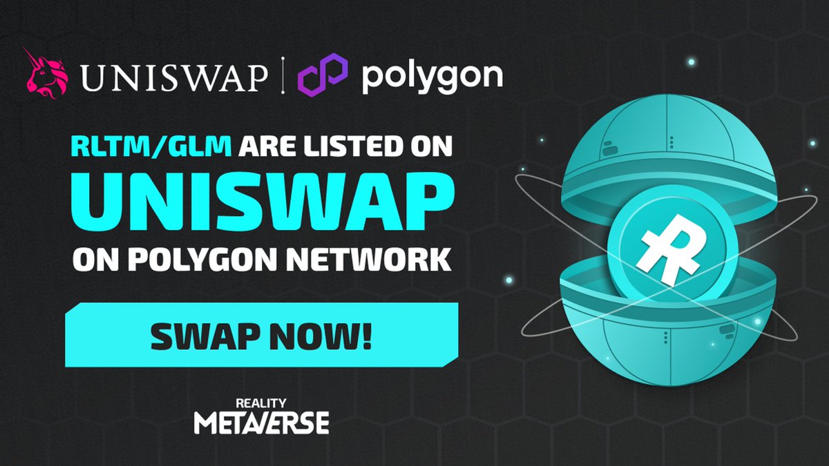 Realitymeta's tweet photo. Exciting news! $RLTM/$GLM is listed on @Uniswap now 🙌

Another step closer to making this project even bigger 🚀

💪 Check out which token you can use to swap for RLTM here: https://t.co/HiPab2H7pT

RT + Comment for an #NFT Badge 🎉
#RLTM #GLM #Uniswap #crypto https://t.co/YmAg3oGDKK