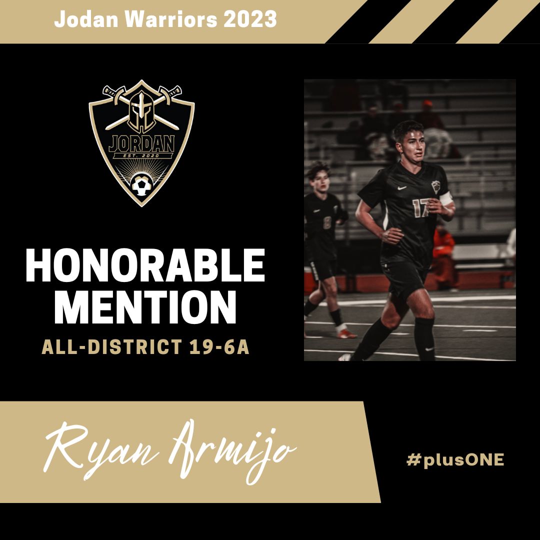 Congratulations to JR #17 Ryan Armijo <a href="/ryanarmijo10/">Ryan Armijo</a>  on being selected Honorable Mention All-District 19-6a!  #plusONE <a href="/JHSWarriors_ABC/">Jordan Athletic Booster Club</a> <a href="/JordanHSAthlet1/">JordanHSAthletics</a>