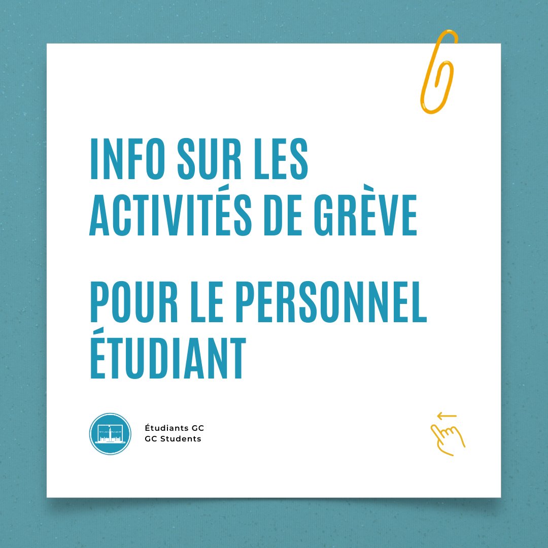 gcs_egc's tweet photo. (Post also available in English)

Étudiants et étudiantes, nous savons que vous avez des questions concernant les activités de grève se déroullant actuellement. Glissez vers la gauche pour quelques réponses. Parlez avec votre gestionnaire pour plus d'information. https://t.co/LTBwzPgGMB