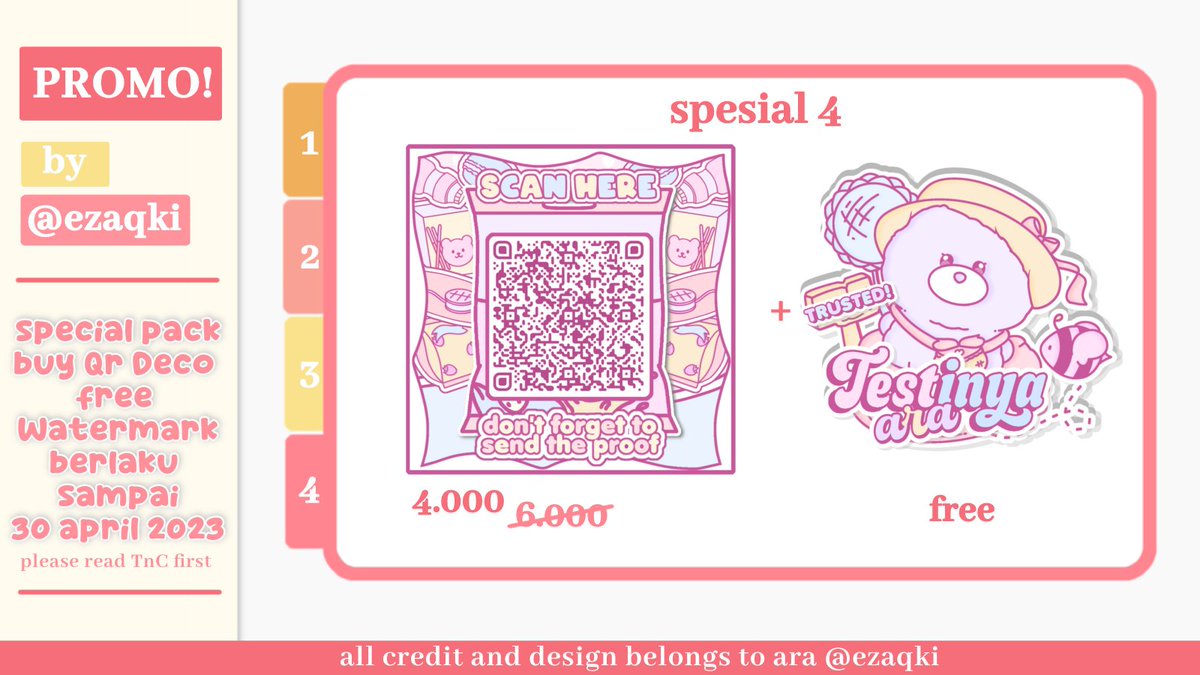 a retweet would be appreciated! thank you ♡

hello karena aku mau balik nge-ba lagi jadi aku bikin promo special package yuhu~ 
paket ini bisa di order mulai dari jam 21.00 tanggal 19 april 2023, grab it fast bestie ╰(＾3＾)╯

#zonauang #zonajajan #zonaba #zonauangᅠᅠᅠ