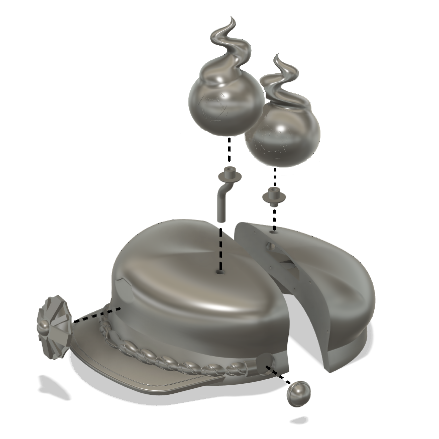 006_code's tweet photo. Some Pictures of the 3D model of Hanako's Hat and how it was assembled. Battery goes in the bottom and all the wiring was hidden by having the hat it two parts. https://t.co/DPVkMeI8jM
