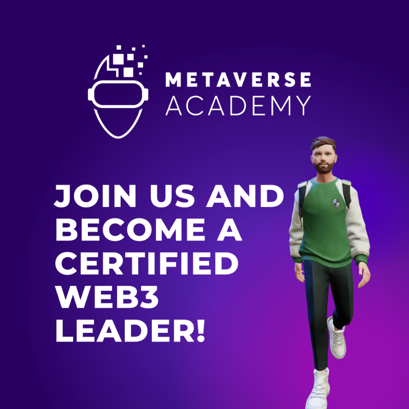 Metaverse_ACAD's tweet photo. Ready to lead the future of the decentralized internet? Join the #CertifiedWeb3Leader course at the Metaverse Academy! 

🚀 Learn from experts about web3, blockchain, digital assets, NFTs, metaverse, Cefi/Defi, DAOs and more!