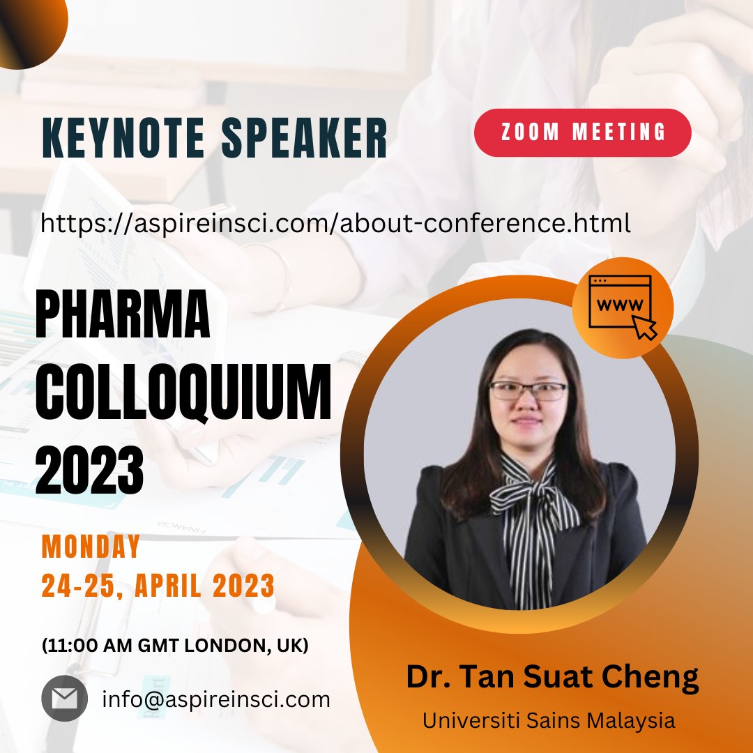 PHARMA COLLOQUIUM 2023 - KEYNOTE SPEAKER
aspireinsci.com/about-conferen…

#pharmacy #pharmacist #pharma #pharmacology #pharmacie #pharmanex #pharmacystudent #pharmacylife #pharmaceutical #bigpharma #pharmacists #pharmacytechnician #pharmacyschool #pharmaceuticals #pharmacytech