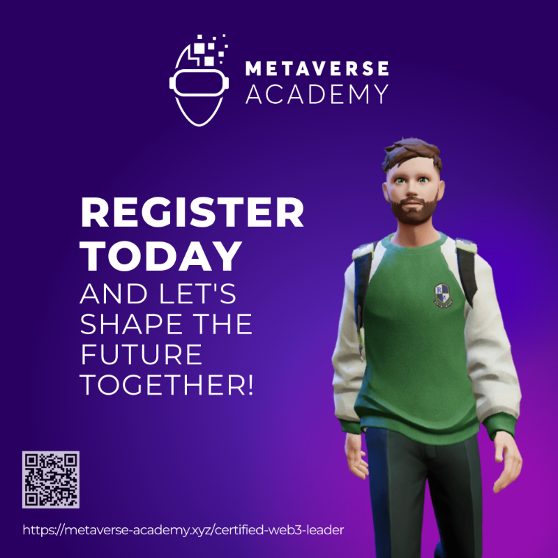 Metaverse_ACAD's tweet photo. Ready to lead the future of the decentralized internet? Join the #CertifiedWeb3Leader course at the Metaverse Academy! 

🚀 Learn from experts about web3, blockchain, digital assets, NFTs, metaverse, Cefi/Defi, DAOs and more!