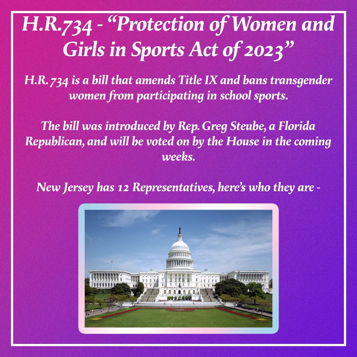 Project_Marsha's tweet photo. Call your representatives and let them know that you strongly oppose H.R.734! #transrights (1/2) https://t.co/zzC287Nnz5