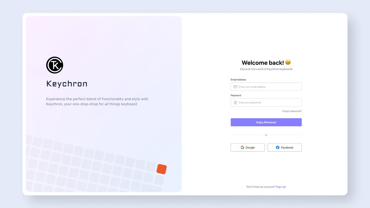 code_theorem's tweet photo. Sleek and Intuitive login page design for computer accessories eCommerce store.

#ui #uidesign  #webdesign #landingpage #webpage #webpagedesign  #ecommerce #ecommercebusiness  #login #loginpage #loginpagedesign #loginpageui #keychron https://t.co/wArB3aqKOU
