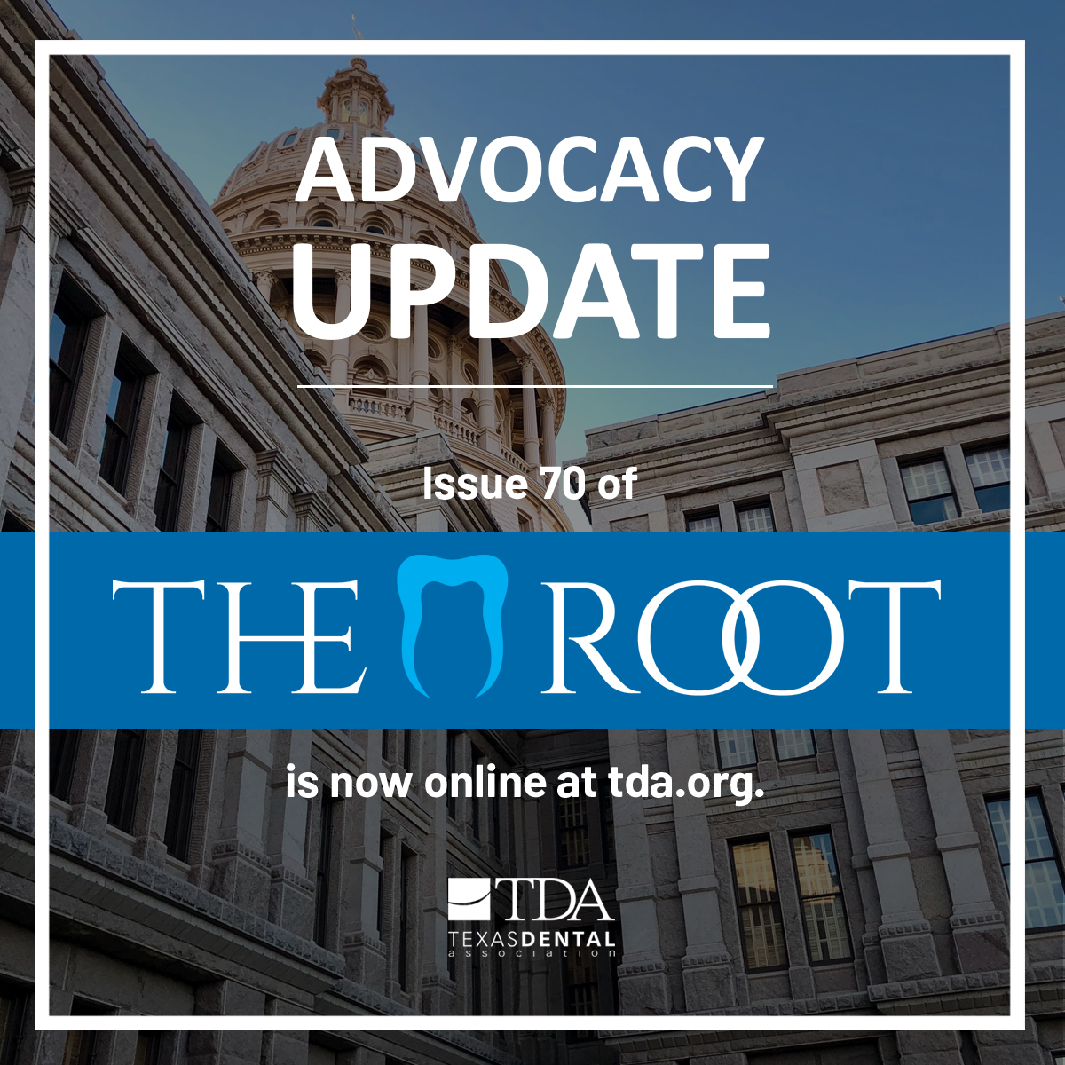TDA works with House legislators on the clear aligner bill. The TDA’s dental reform legislation is recommended for the House Local/Consent Calendar. The pediatric general anesthesia bill was voted out of the House Insurance Committee.  tda.org/advocacy/the-r…