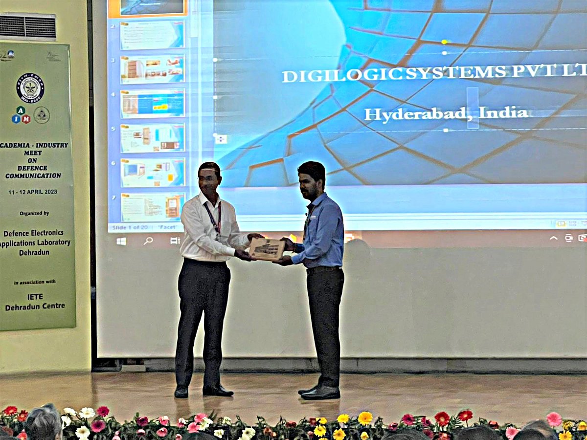 DigilogicSystem's tweet photo. Digilogic Systems @ Academia-Industry Meet on Defence Communication held at Defence Electronics Applications Laboratory (DEAL-@DRDO_India ), Dehradun, on 11-12 April 2023.
#DigilogicSystems #innovativeproducts #Academiaindustrymeet #Defencecommunication #DEAL #DRDO https://t.co/QBFT6B6uXc