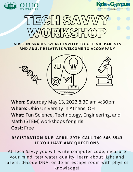 KidsonCampus1's tweet photo. Email kidsoncampus@ohio.edu to register for this one-day, completely free, STEM-focused event! https://t.co/vnHLxAOMdT