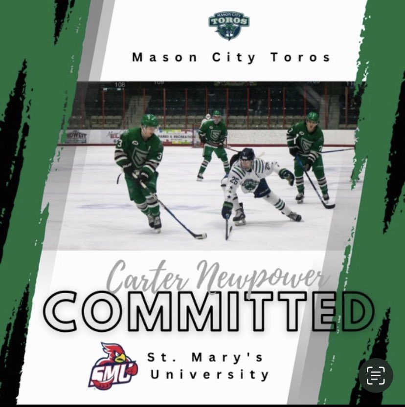 masoncitytoros's tweet photo. Congratulations to @na3hl Mason City Toros, Cater Newpower on his NCAA commitment to Saint Marry’s men’s hockey program https://t.co/bW0pC0cL5s