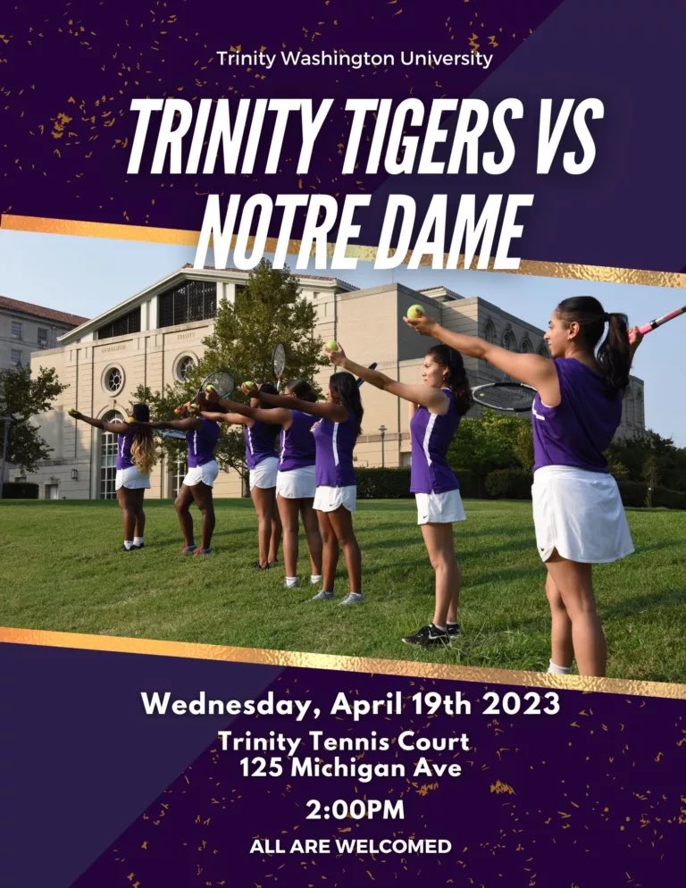 TrinityDCTigers's tweet photo. Trinity Tennis Team takes on Notre Dame of MD today @ 2PM.

Come out and cheer on our 🐯! 
#TigerPride #trinitydctigers https://t.co/HKlb4Qz1NZ