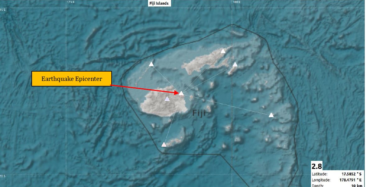Earthquake Information bulletin issued; 
Date: 19/04/2023 
Time: 11:38:59 PM 
Magnitude: 2.8 
Depth: 10 km 
Location:  1 km W from Silana Village , Dawasamu 
Inland Earthquake 
Light Tremors felt
However, it does not pose any immediate tsunami threat to the region.