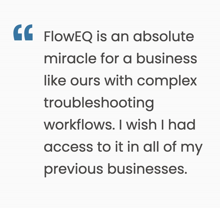 TeamFlowEQ's tweet photo. We know you'll love what FlowEQ can do for you, but don't take our word for it.   

Take it from our customers.   

#customerquote #FlowEQ #automation https://t.co/jdC9UXnF3d