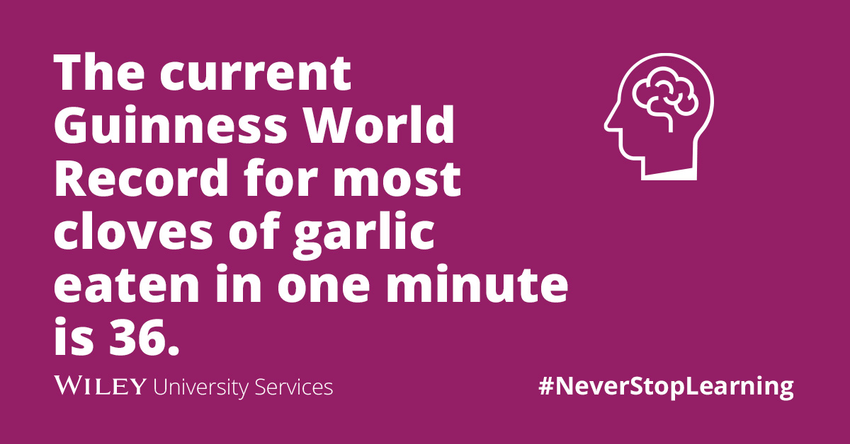 WileyUniServcs's tweet photo. #NationalGarlicDay #NeverStopLearning #SmartToFinish https://t.co/9SDWZtdKzF https://t.co/e1NQmmVk1F