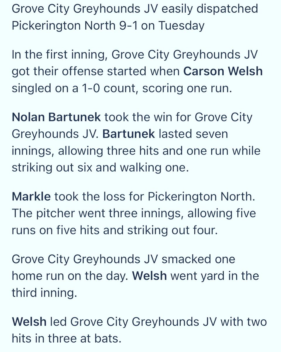 klwelsh007's tweet photo. @CarsonWelsh1 hit his first high school home-run last night! So sad I missed this live, but so proud of you!! Keep working hard!! #homerun #baseball #dirtbag #goGC https://t.co/MnbPZcy0Xk