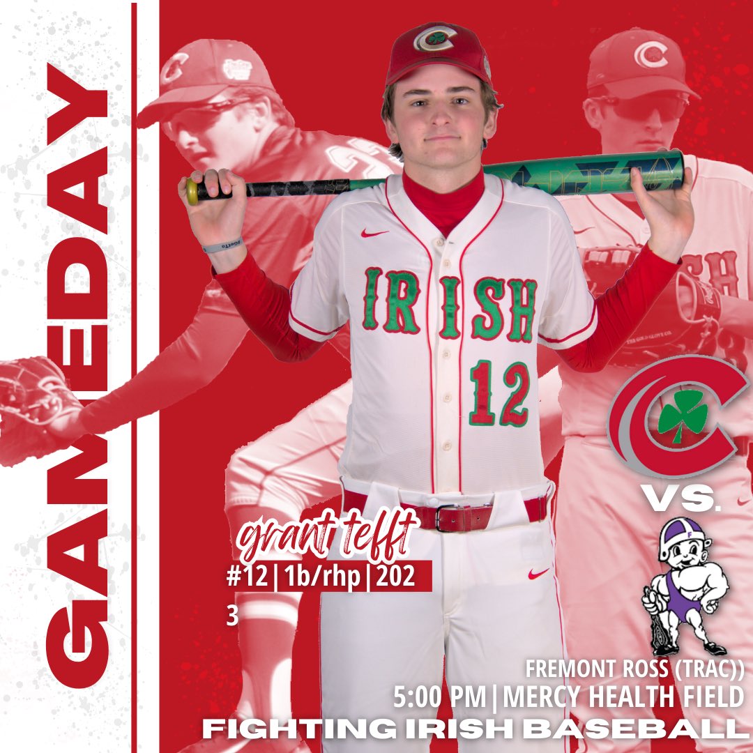 CCHSIrishBSBL's tweet photo. You ready for some TRAC-tion?

Fighting Irish back at it against @FRGiantBaseball at Mercy Health Field. First pitch at 5. 

Go Irish! ⚾️☘️ https://t.co/AgDPRfJ95h