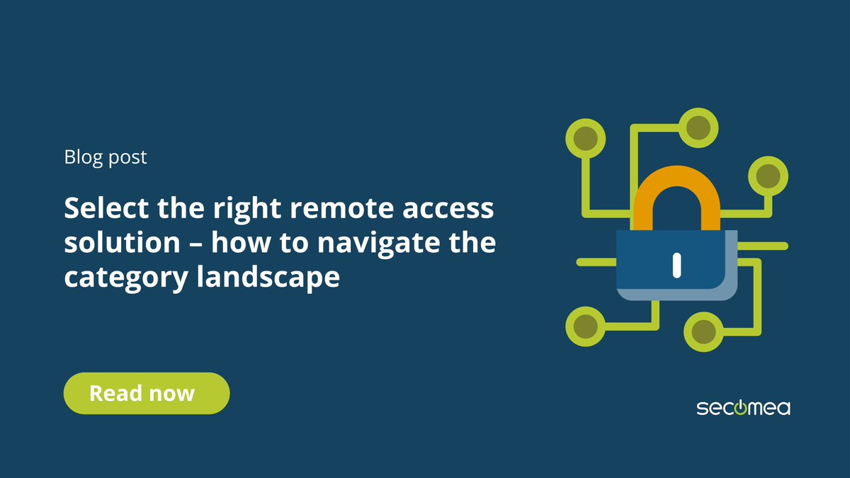 Secomea's tweet image. In our latest blog post, we focus on how to navigate the many remote access solutions out there, and how to select the right one for your company.

Read more here👇

bit.ly/3osRm1M

#remoteaccess #manufacturing #remoteaccesssolutions #iiot