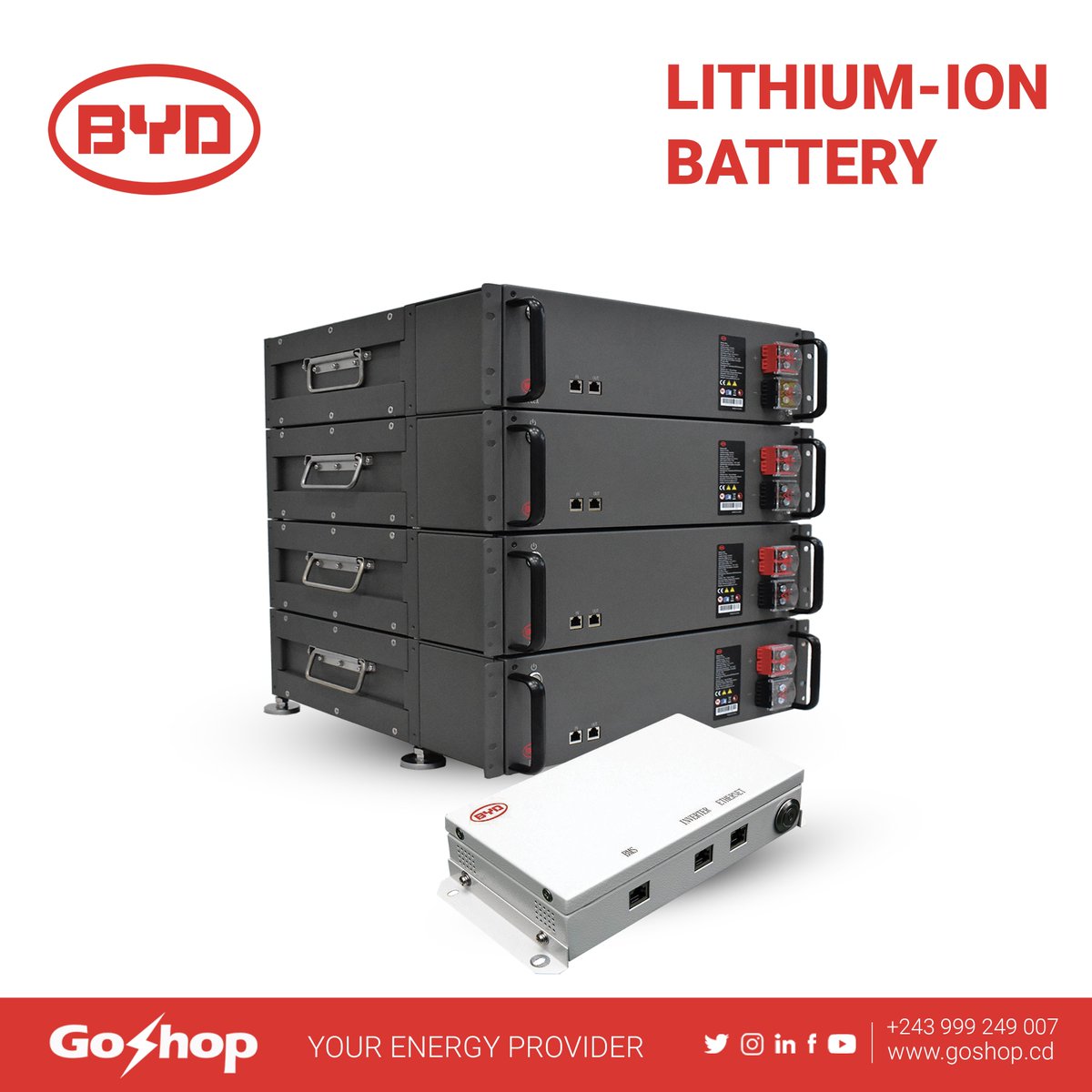 GoShopEnergy's tweet photo. #Optimisez la fiabilité de votre système de secours grâce à la technologie de pointe des batteries BYD. Fini les remplacements fréquents de batteries Gel-Acid et bonjour à une source d'énergie performante et durable avec les batteries #Lithium BYD.
#solar #Battery #batterysystem https://t.co/acUHbedP2n