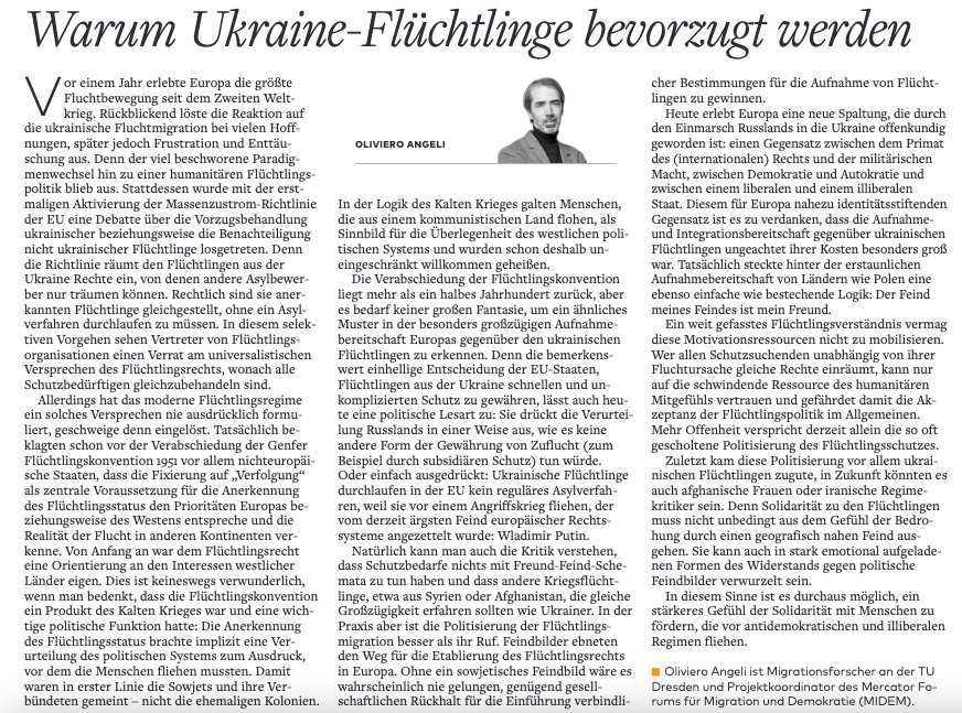 Unpopuläre Meinung: Die #Politisierung der Fluchtmigration ist besser als ihr Ruf. Mein Gastbeitrag in der Welt darüber, warum eine konsensfähige #Flüchtlingspolitik Feinde braucht