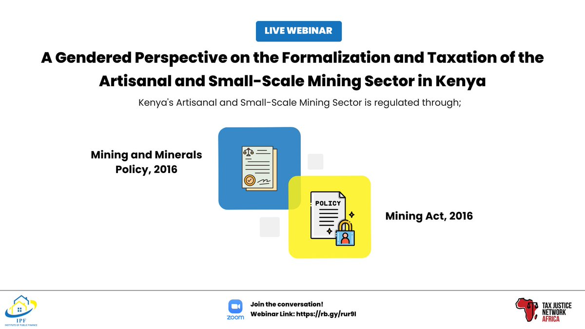 recreatedd16's tweet photo. The Kenyan government took the first step toward formalization of the ASM sector seven
years ago by enacting the Mining Act, 2016 which was anchored on the Mining and Minerals Policy of 2016.
@ipf_global
@TaxJusticeAfric
#ASMFormalization https://t.co/gWsZwKsDpV