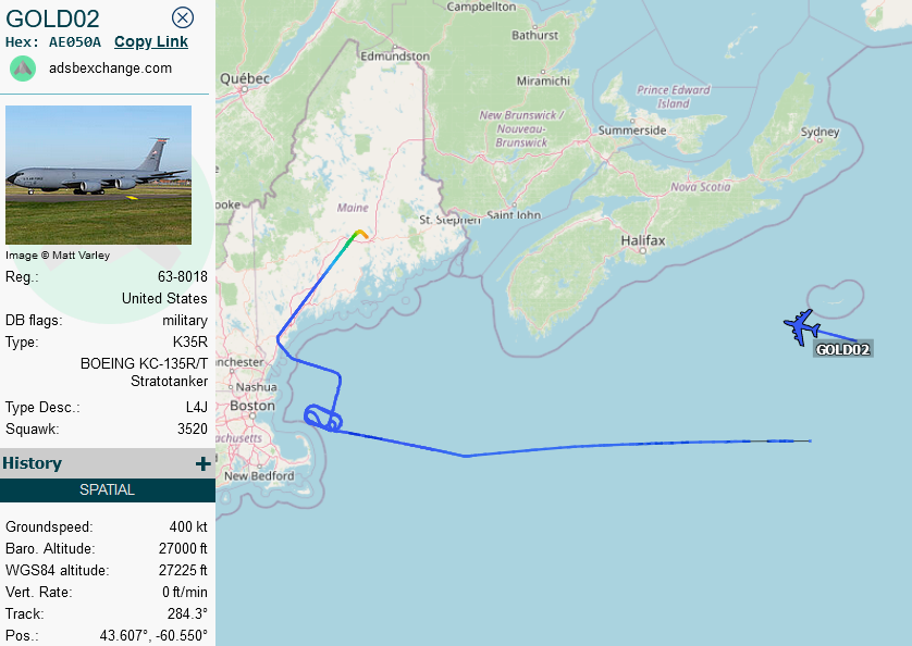 SirListenalot's tweet photo. It looks like #GOLD03 didn't get out of Lajes. #GOLD02 with chicks is diverting to Bangor https://t.co/yc3MTq0Hx3