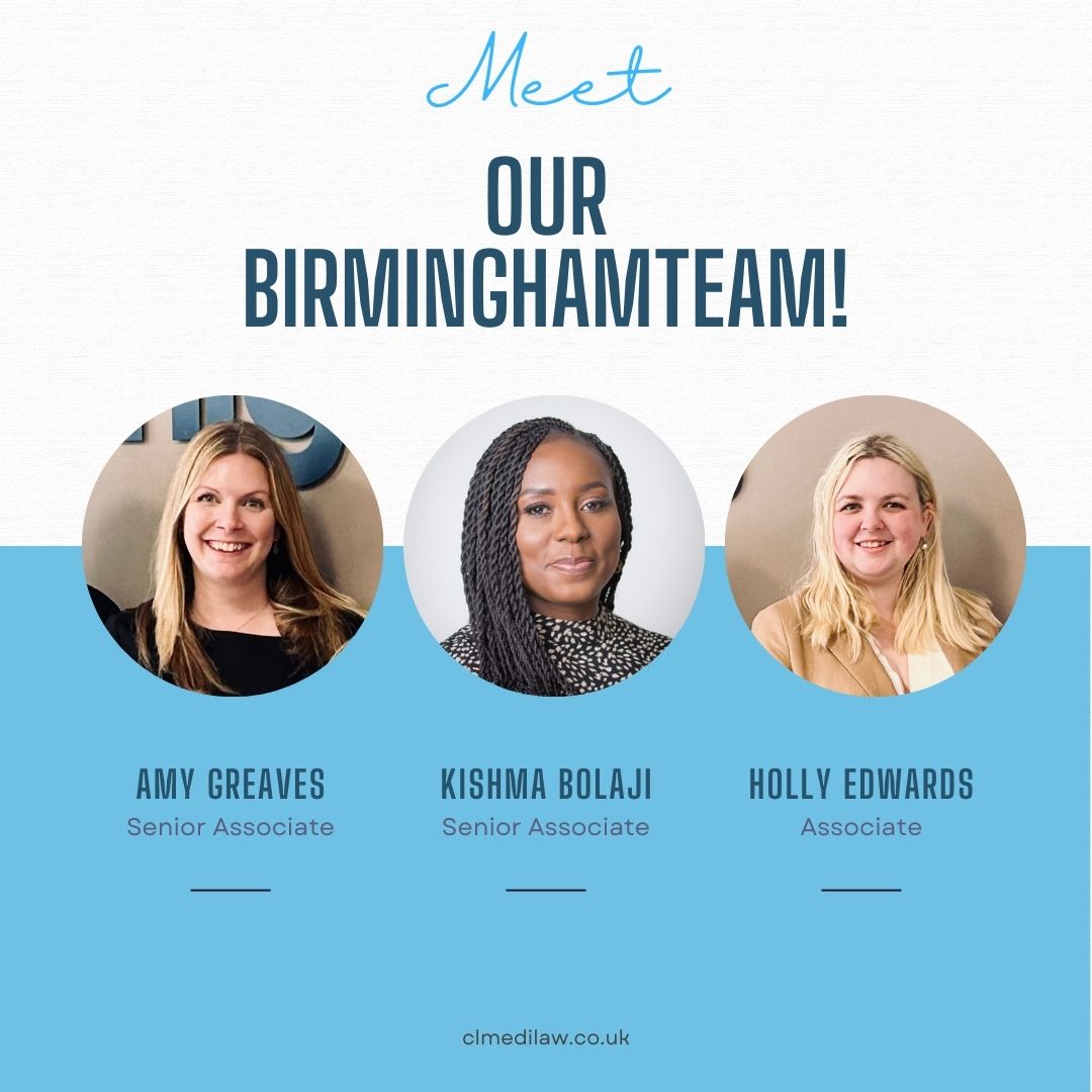 clmedilaw's tweet photo. We have launched our CL Medilaw team in Birmingham.  @KishmaBolaji  and @AmyOC184 both join the team as clinical negligence Senior Associates with Holly Edwards joining as an Associate specialising in catastrophic personal injury claims. 
#changinglives #oneteam #birmingham https://t.co/p8cNIC9o17