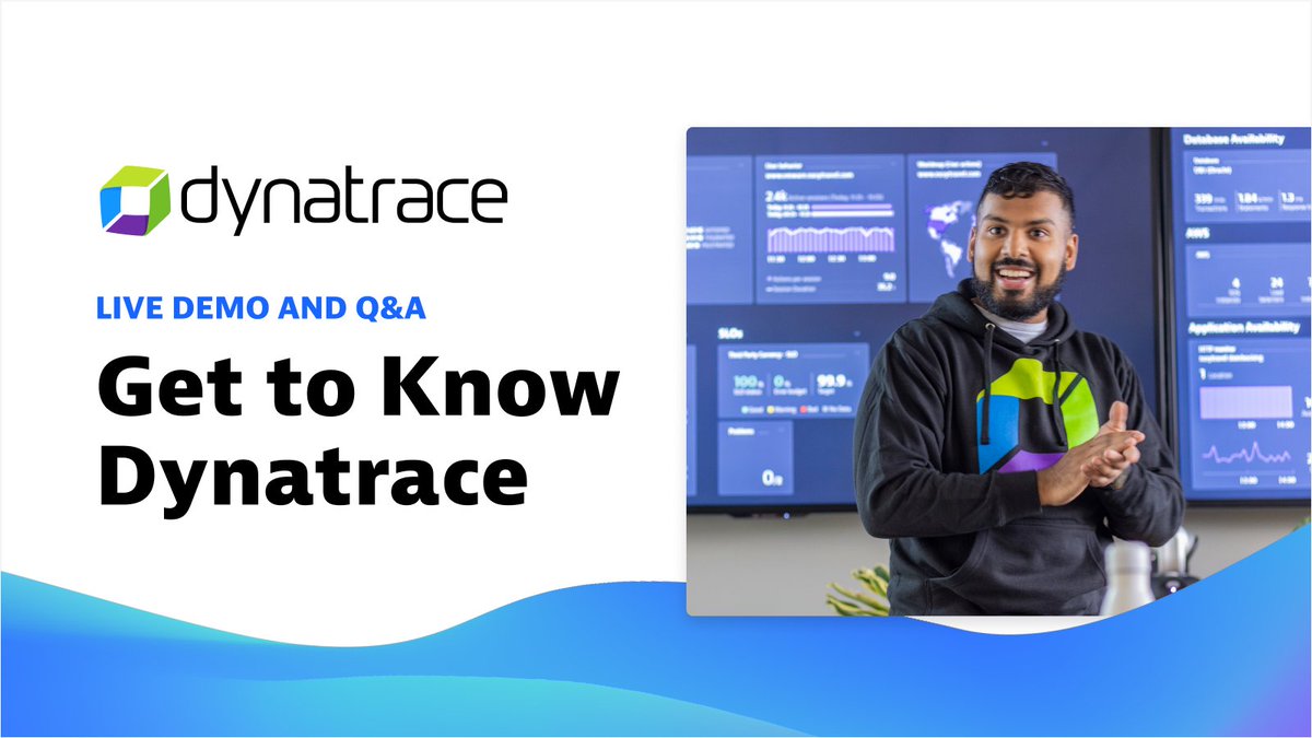 Calcacibar's tweet photo. RT @Dynatrace: Explore the #Dynatrace platform in live time by tuning in for the next Get to Know Dynatrace session. David Jones and a special guest will walk through a demo tailored to you, the viewers, and answer questions throughout!

Join us on April… https://t.co/ssJWnrHBGg