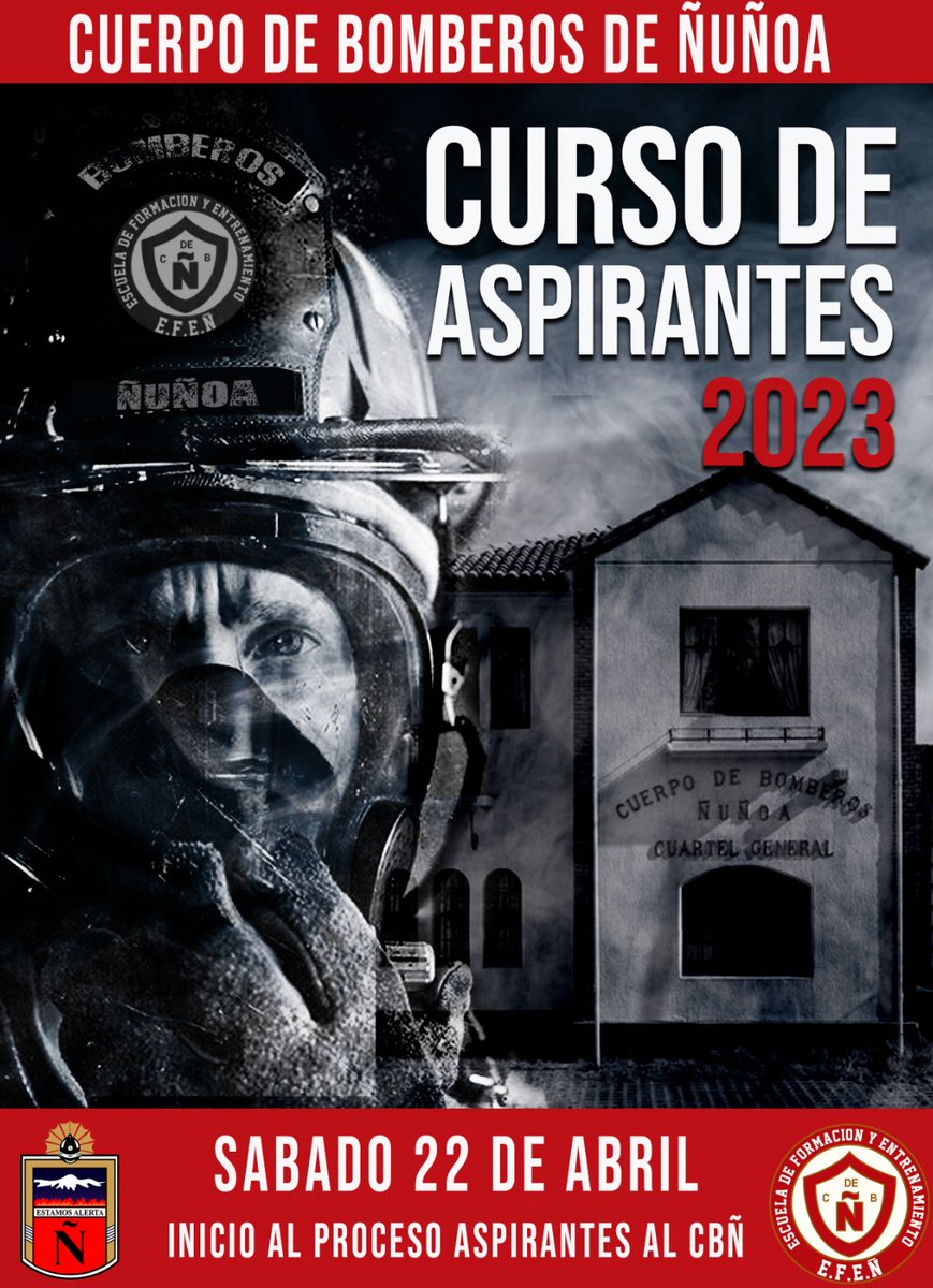 Este sábado 22 de abril la escuela de formación y entrenamiento del Cuerpo de Bomberos de Ñuñoa da inicio al curso de Aspirantes 2023 para todas las compañías del CBÑ <a href="/BomberosNunoa/">Cuerpo de Bomberos de Ñuñoa</a>.
<a href="/comandante_cbn/">Comandante CBÑ</a>