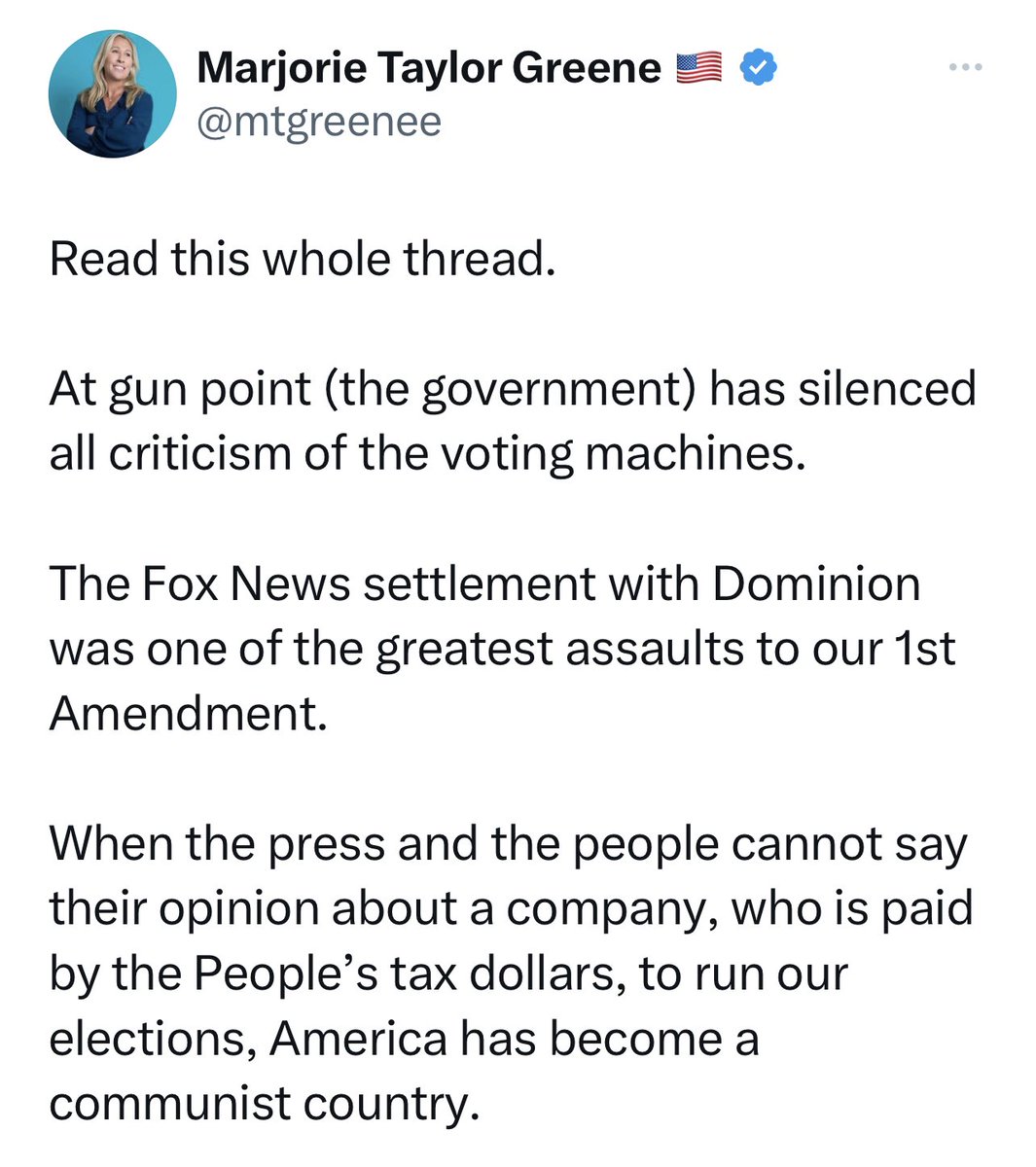 JoJoFromJerz's tweet photo. So, according to this idiot, Fox “News” was somehow “forced” to pay $787.5 million to Dominion because they shared their “opinion”? 😂😂 https://t.co/GnWb3qleTv