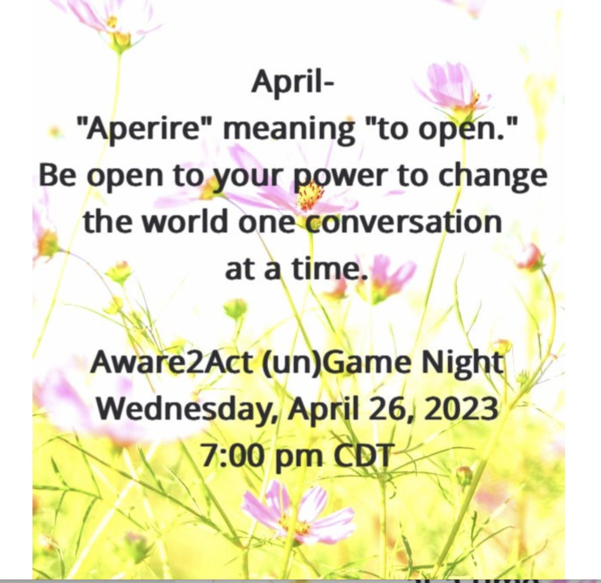 Visit aware2act.org to sign up for your Zoom link.