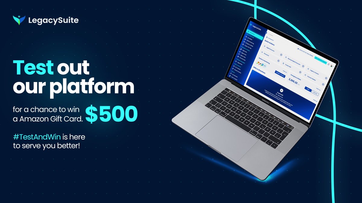 legacy_suite's tweet photo. Introducing #TestAndWin ๐ฅ๐ฅ๐ฅ, where in you test out our platform and help us improve it
1 Lucky winner with the most valuable feedback will get a $500 @amazon #giftcard.
Hereโs ๐ how to participate and stand a chance to win a $500 #amazon gift card. https://t.co/6ZRbnapnSA