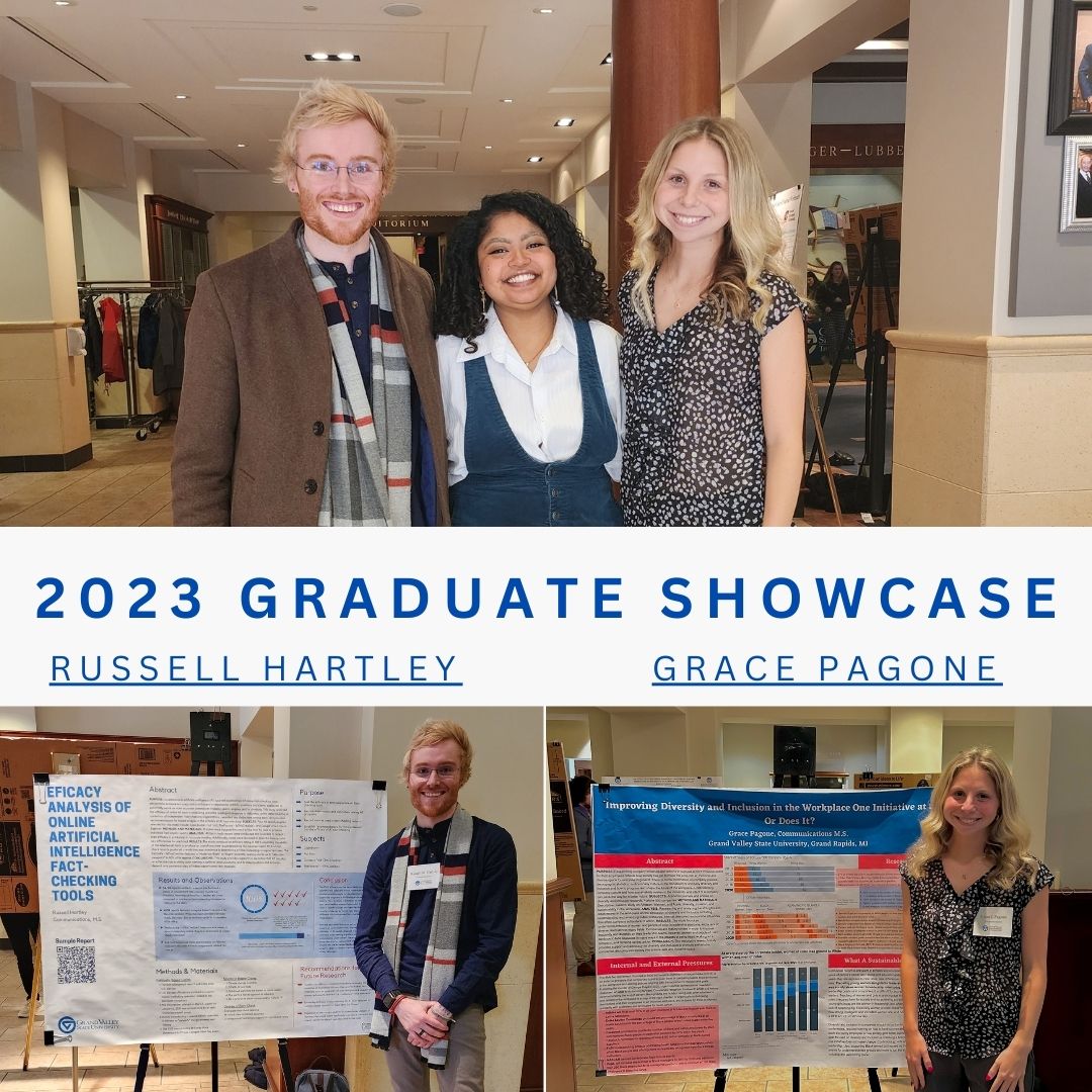 GVSchoolofCOM's tweet photo. ‼Student News‼ Graduate students @russellmhartley  and @gracepagone presented their research at the 2023 Graduate Showcase! Congratulations on completing your masters projects, you're one step close to graduation! https://t.co/9a4YApmCno