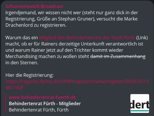 spannerraupe's tweet photo. Äh. Ok?! Das ist ja heiter 🤭
#drachenlord
Quelle: TG/ Schanzenwatch Broadcast https://t.co/EiixkwIZrL