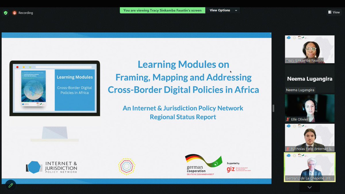 I joined @gbengasesan & @BonyoLinda as Speakers at the Launch of the @IJurisdiction Cross Border Digital Policies in Africa Course, with @Nashilongo as moderator. Last year, I contributed to the Cross Border Digital Policies in Africa Report, an important base for this course.