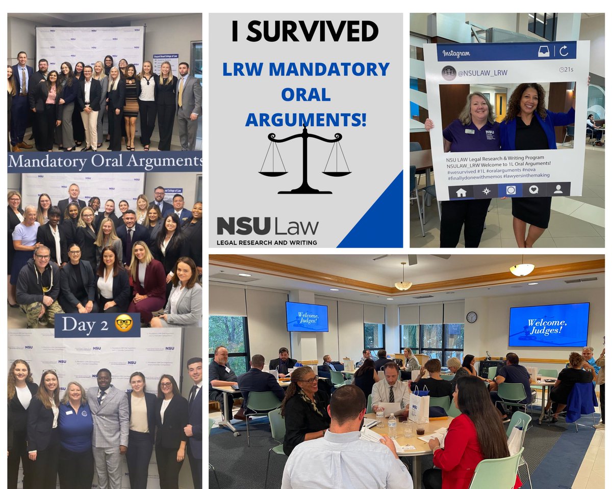 It’s our favorite time of the year: LRW Oral Arguments! NSU Law’s LRW students blew the judges away with their outstanding arguments this past weekend. We are so proud of each of you! The future of Advocacy at NSU Law is bright. #NSULawLRW #oralarguments #IsurvivedOralArguments