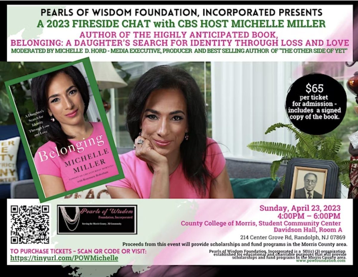 #NEXTWEEK! Excited to join Michelle D. Hord (@mdhord) for a fireside chat on my book #Belonging! April 23 | 4pm- 6pm | County College of Morris, Student Community Center - Davidson Hall, Room A - Randolph, NJ Tickets: loom.ly/GoexadI