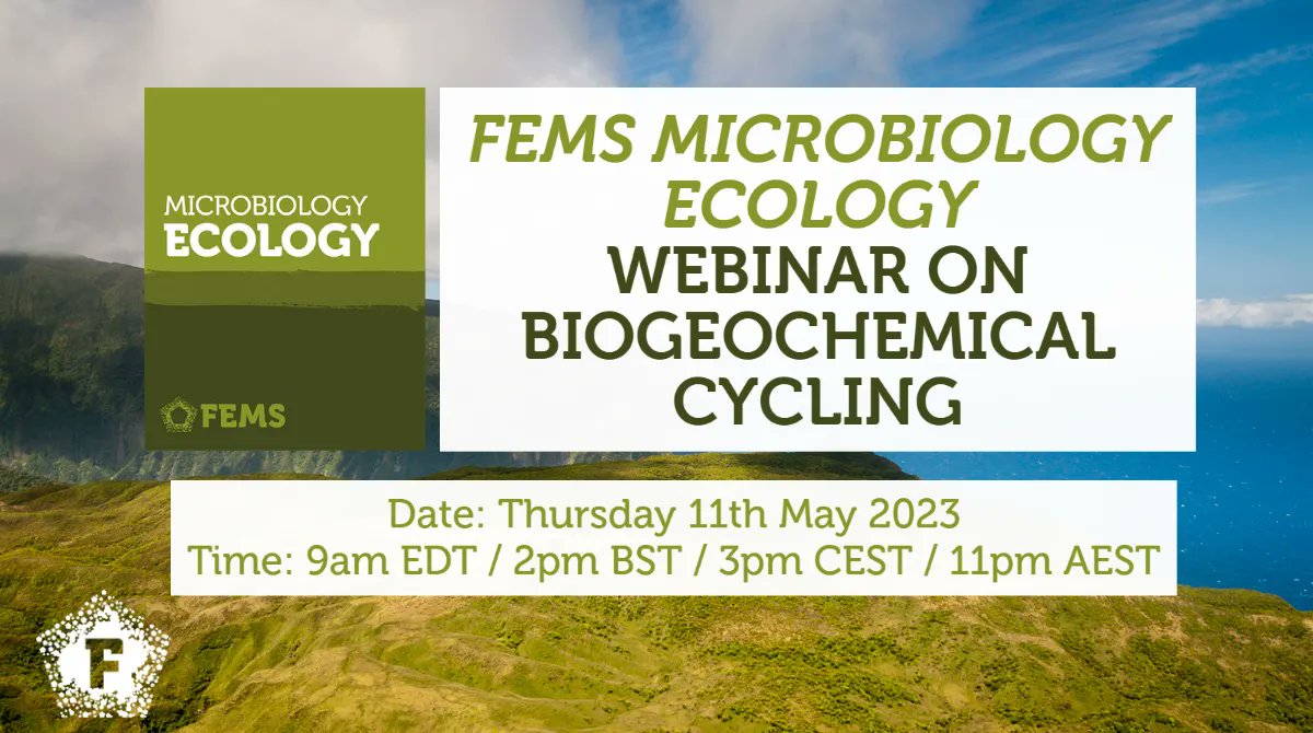 FEMSmicro's tweet photo. Join us on May 11th for our #FEMSMicrobiolEcol #Webinar on Biogeochemical Cycling 🦠🌲☀️💦 This event is part of our #FEMSWebinar series with @OUPAcademic and is free to attend for all!

More information and register: https://t.co/Xp8MW6rboi 

@LuedersLab @Glodowska_M https://t.co/FotzYEBpTM