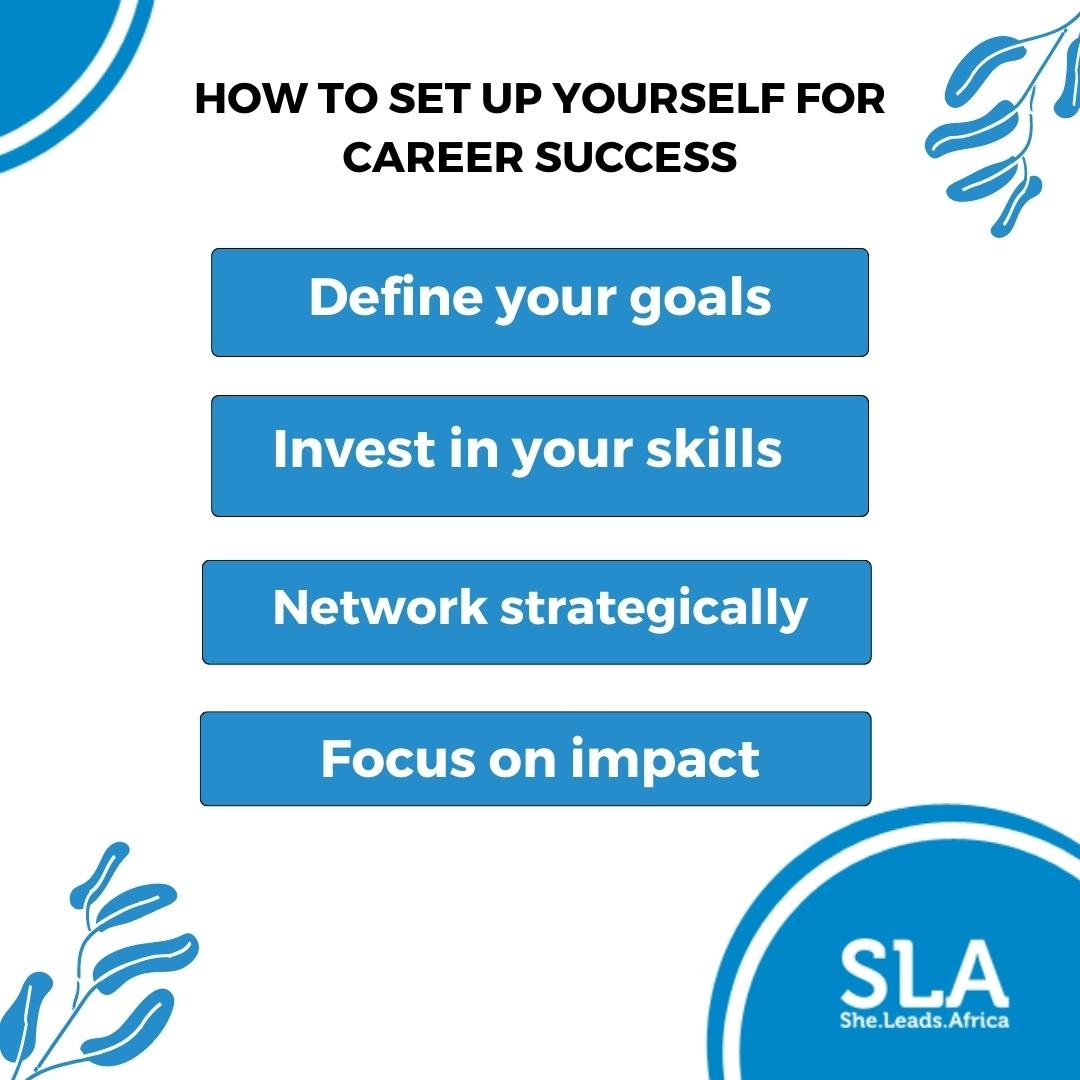 SheLeadsAfrica's tweet photo. Hey Motherland Moguls,
Here are some tips to help you set yourself up for career success:
1. Define your goals
2. Invest in your skills
3. Network strategically
4. Focus on impact
.
.
.
.
#sheleadsafrica #motherlandmogul #tipsoftheday #career #successincareer https://t.co/DL8Ya00gQx