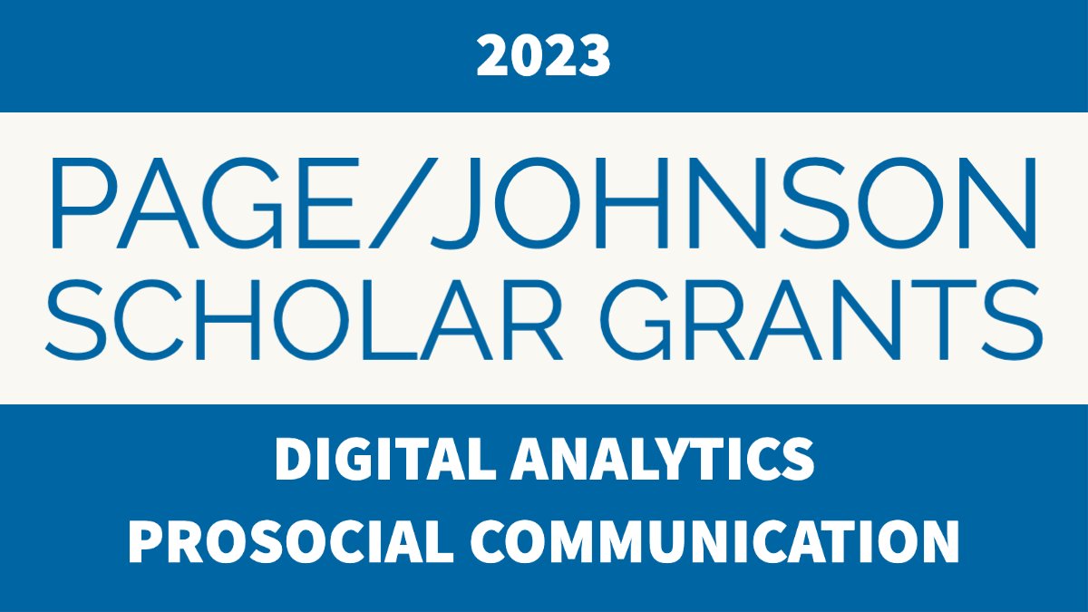 ThePageCenter's tweet photo. Digital analytics and prosocial communication research grants announced. Congratulations and good luck to all of our scholars! 
https://t.co/PURvvr6NvZ https://t.co/fHMUy4Qmll