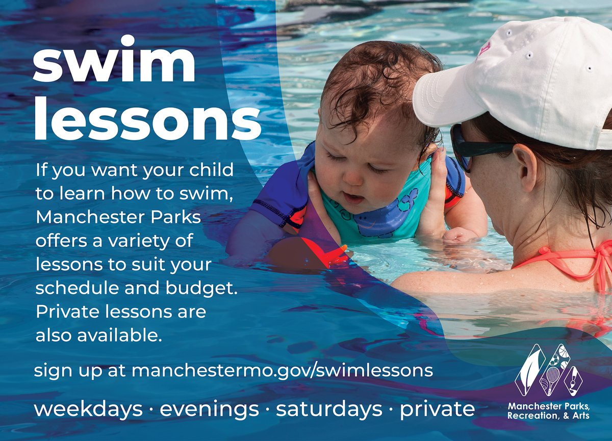 Pool season will be here before long. Make sure your kids are prepared for being in and around water by signing up for Manchester Parks swim lessons. Reserve a spot today! manchestermo.gov/swimlessons
