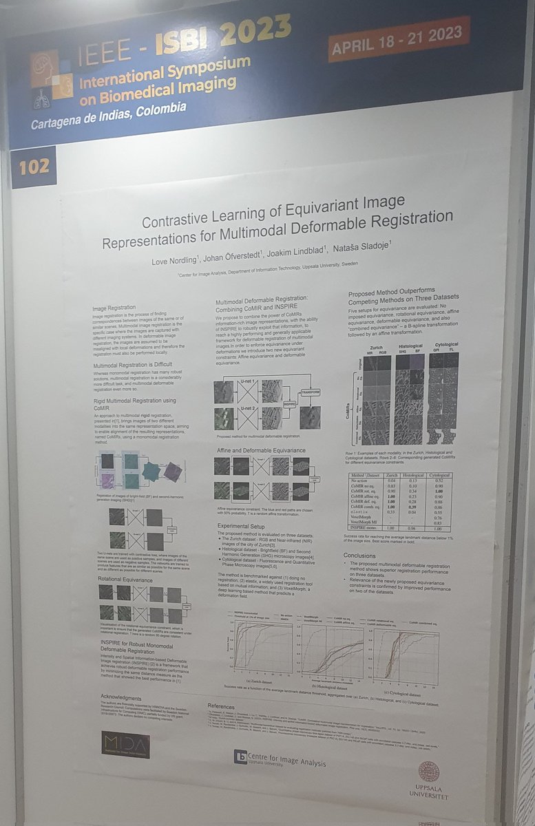 joakim_lindblad's tweet photo. #MIDAgroup and @CBA_UU at the 1st ISBI in Latin America 😊 Already in yesterday's inv. talk work of @CBA_UU Prof. Emerita G. Borgefors referenced. Find our poster on #Multimodal #ImageRegistration at spot 102 (2nd floor) https://t.co/ryYYcR7NEY