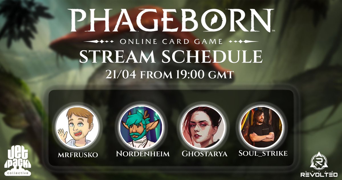 Join us for PHAGEBORN FRIDAYS 21/04 from 19:00 GMT!

This week we will be joined by these amazing streamers!

SoulStrike twitch.tv/soul_strike
MrFrusko twitch.tv/mrfrusko
Nordenheim twitch.tv/nordenheim
GhostArya twitch.tv/ghostarya
