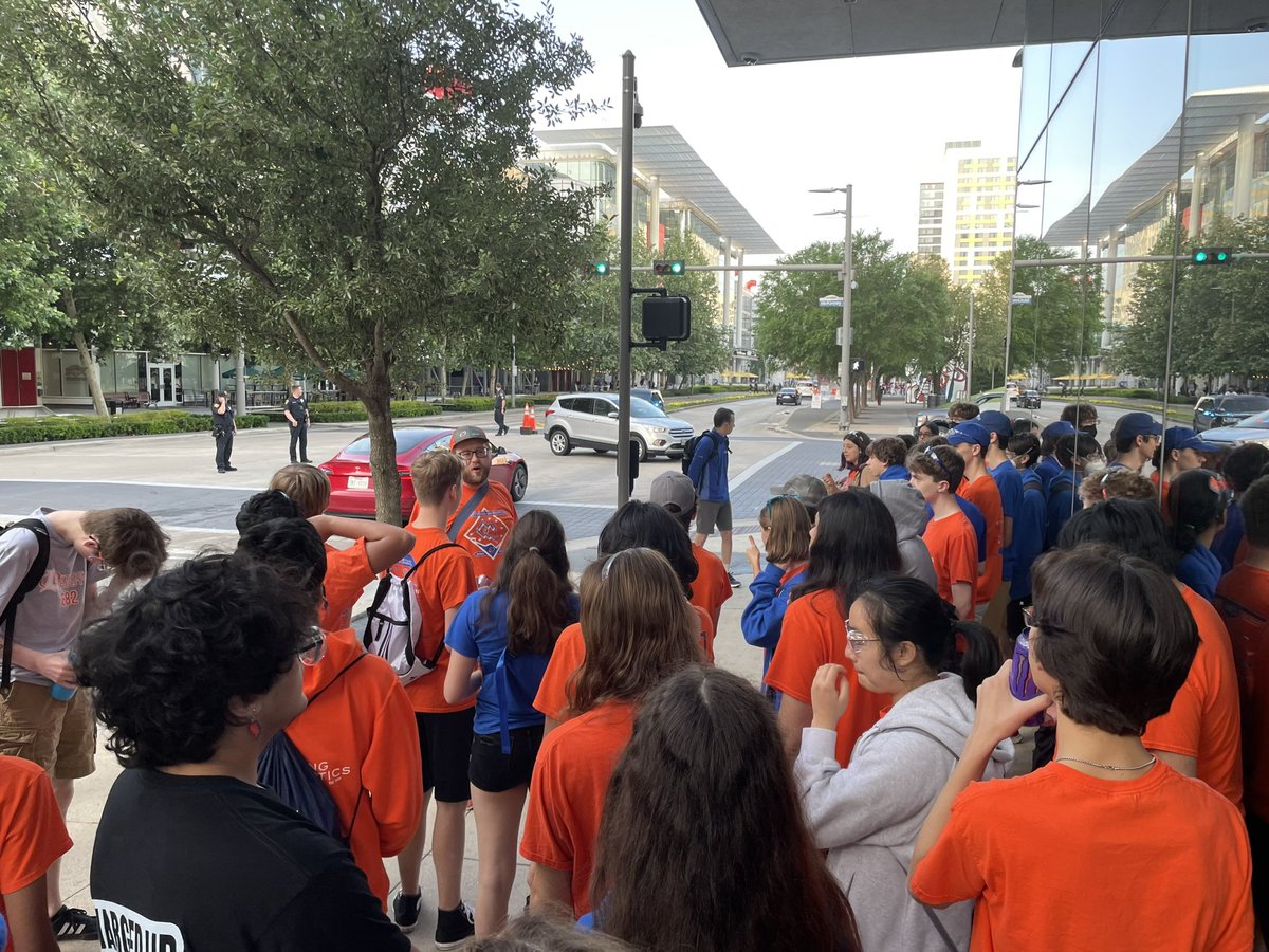 FRC862's tweet photo. Hello, Houston! Lightning Robotics arrived safely in Texas yesterday after a 23 hour bus ride. Today, we’re pumped to be here at the George R. Brown Convention center for day 0 of the 2023 FIRST Championship!

#AAAAA #firstforward #frc862 #omgrobots #ChargedUp #FIRSTChampionship https://t.co/YbMS0tACk0